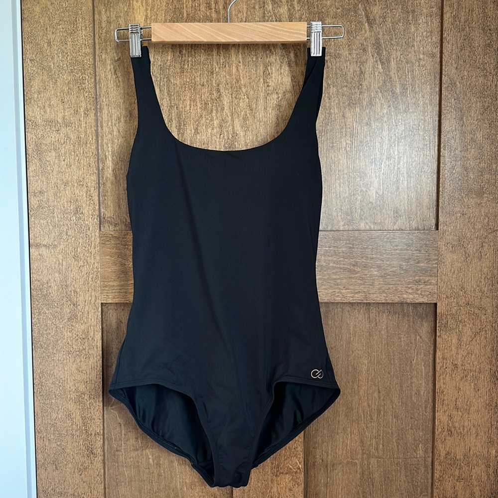 Calia Black Swimsuit with straps back detail.